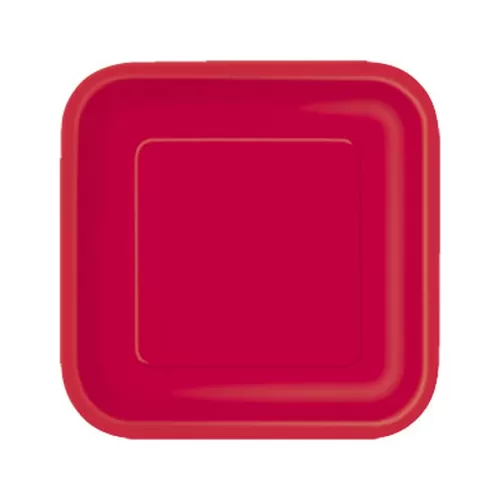 Χάρτινα πιάτα τετράγωνα κόκκινο - 14τμχ.