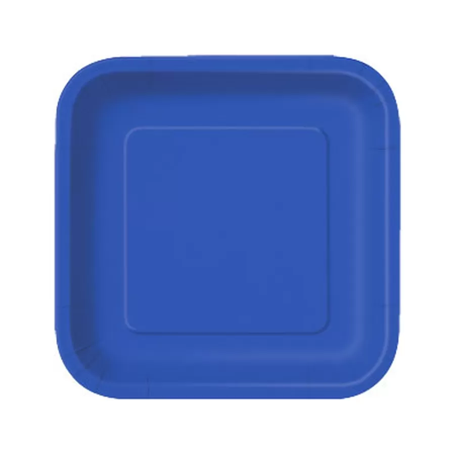 Χάρτινα πιάτα τετράγωνα μπλε - 14τμχ.