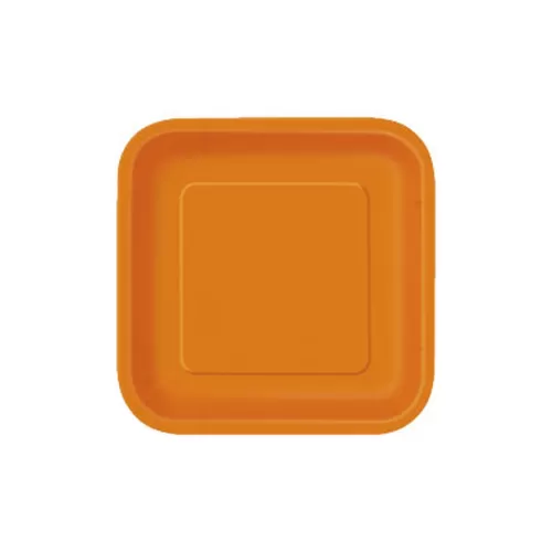 Χάρτινα πιάτα γλυκού τετράγωνα πορτοκαλί - 16τμχ.