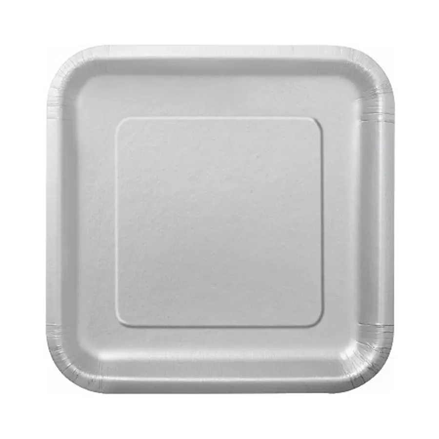 Χάρτινα πιάτα τετράγωνα γκρι - 14τμχ.