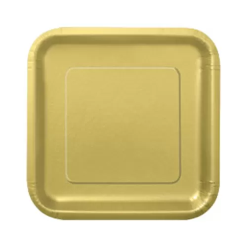 Χάρτινα πιάτα τετράγωνα χρυσά - 14τμχ.