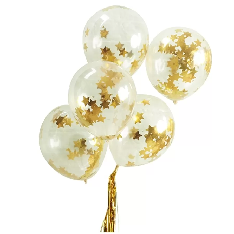 Μπαλόνια διάφανα με κονφετί αστεράκια χρυσά