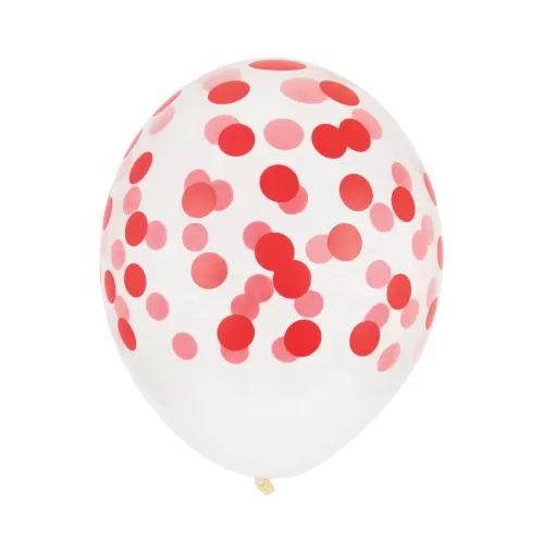 Μπαλόνια διάφανα πουά κόκκινο - 5 τμχ.