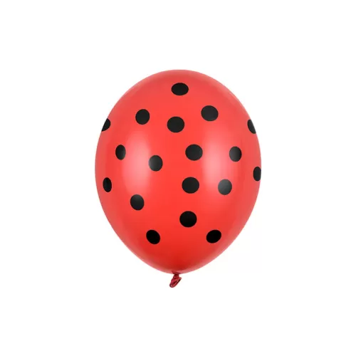 Μπαλόνια κόκκινα με μαύρο πουά - 6τμχ.
