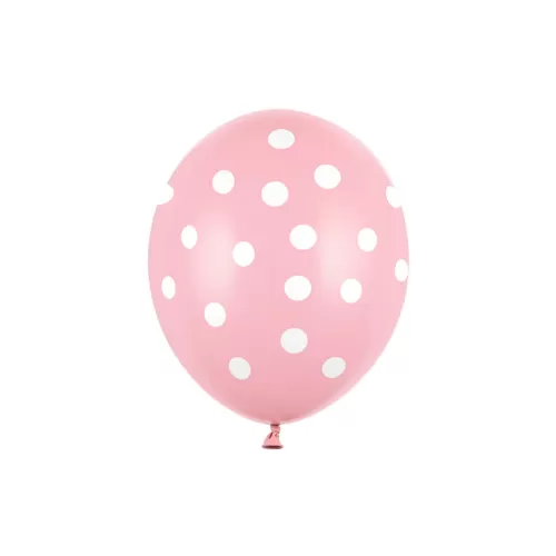 Μπαλόνια ροζ με λευκό πουά - 6τμχ.