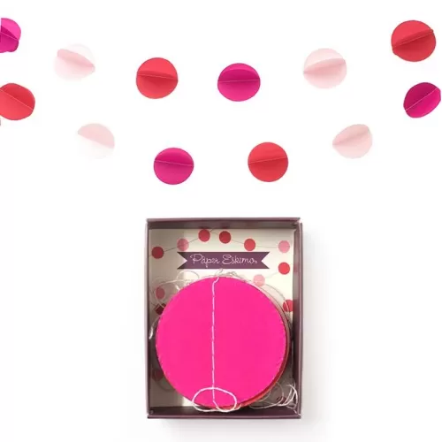 Γιρλάντα μίνι με κύκλους - ροζ, φούξια & κόκκινο