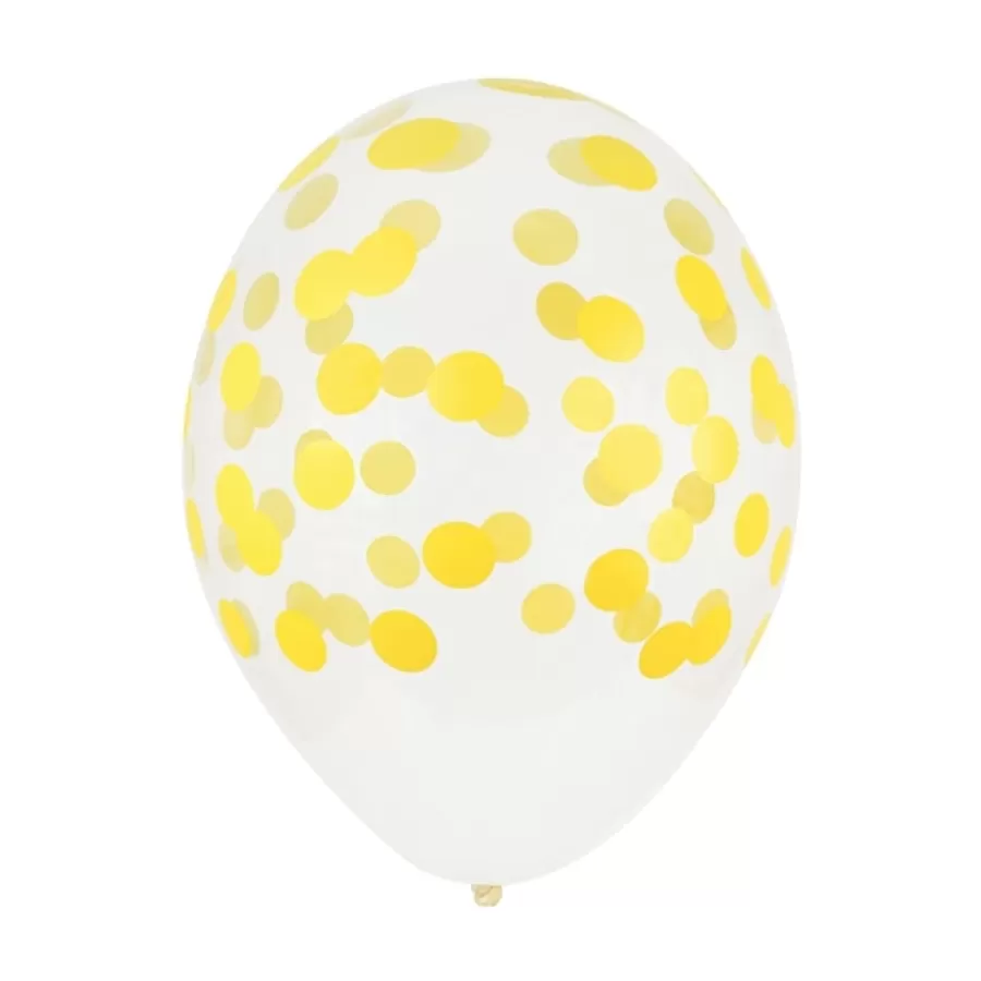 Μπαλόνια διάφανα πουά κίτρινο - 5 τμχ.