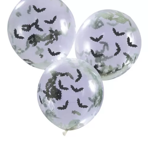 Μπαλόνια διάφανα με κονφετί νυχτερίδες