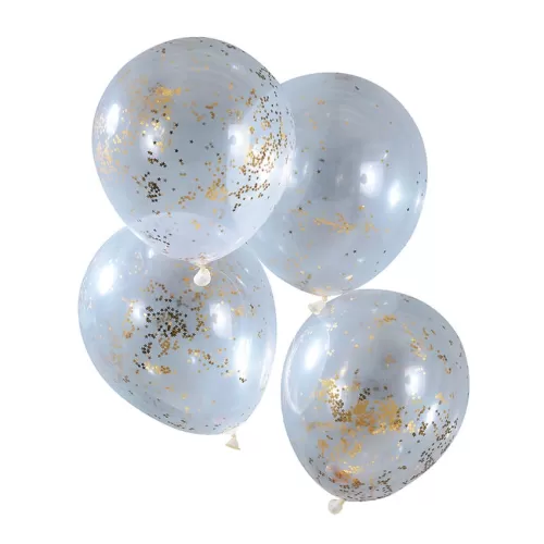 Μπαλόνια διάφανα με κονφετί αστεράκια μικρά χρυσά - 12