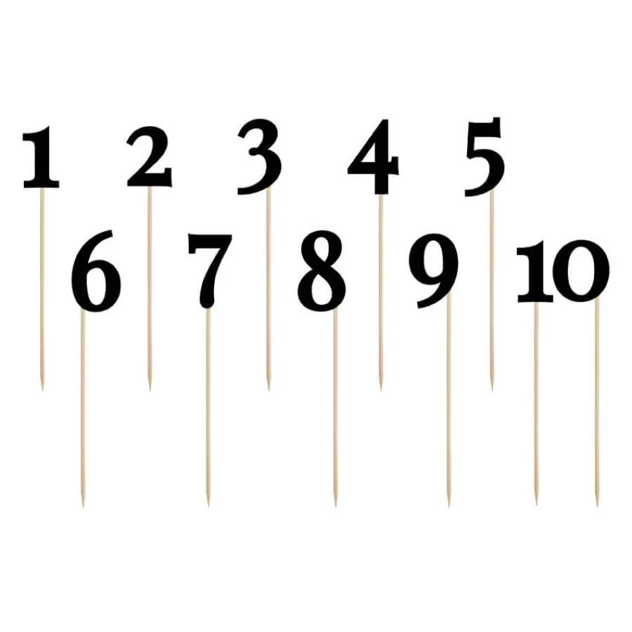 Αριθμοί τραπεζιών μαύροι σε ξύλινο στικ - 11 τμχ.