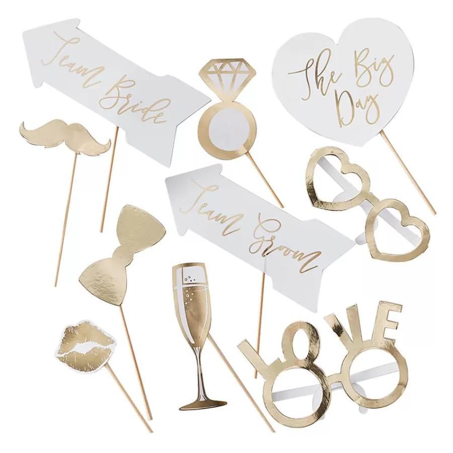 Photo booth props - Gold Wedding