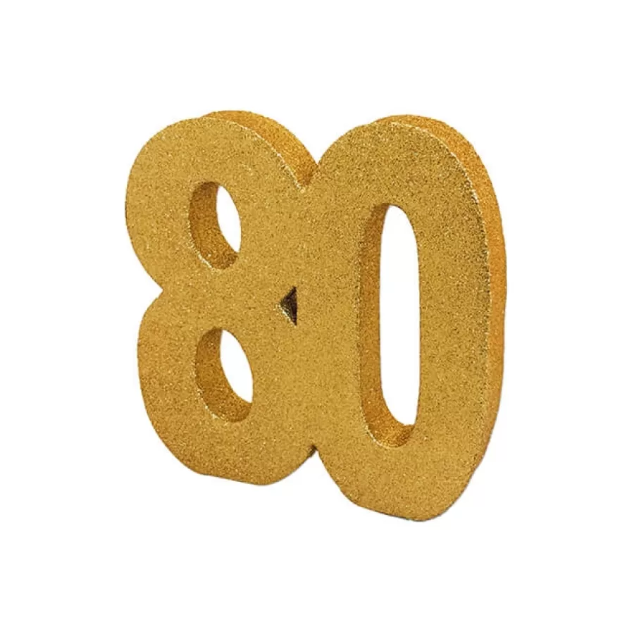 Διακόσμηση τραπεζιού - Αριθμός 80 χρυσός με γκλίτερ