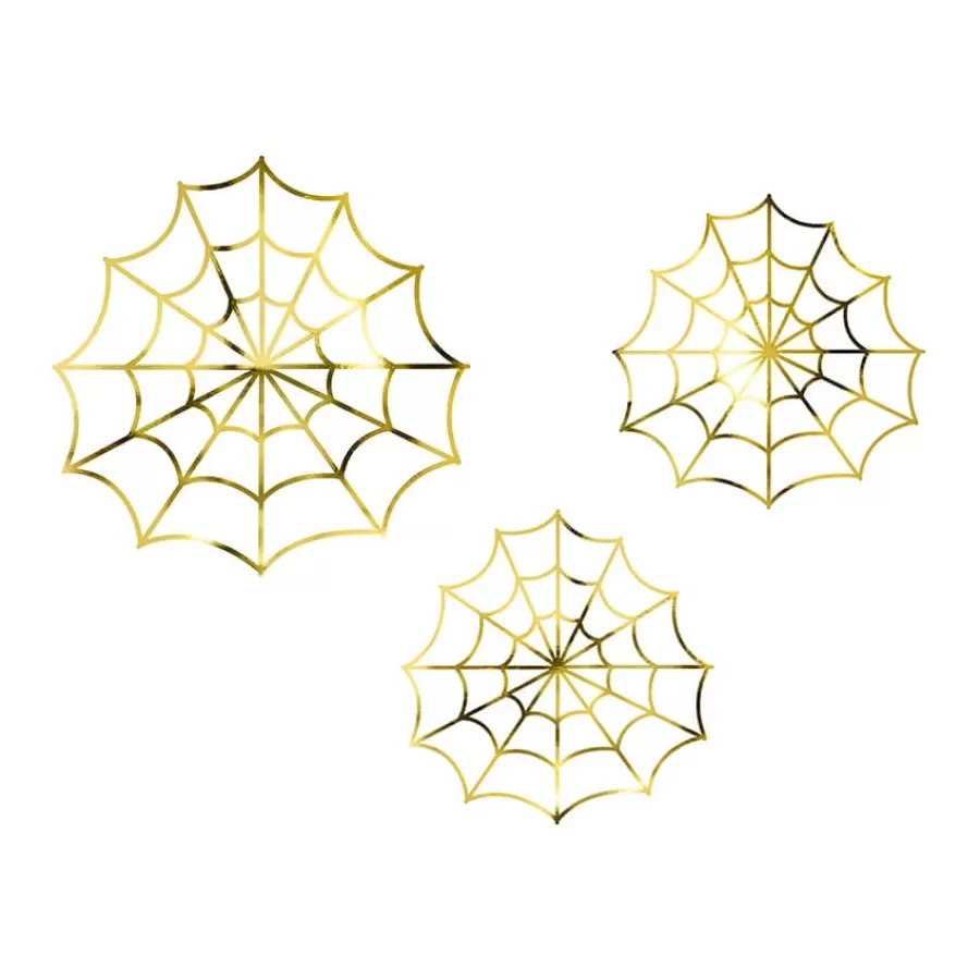 Ιστοί αράχνης χάρτινοι διακοσμητικοί χρυσοί - 3 τμχ.