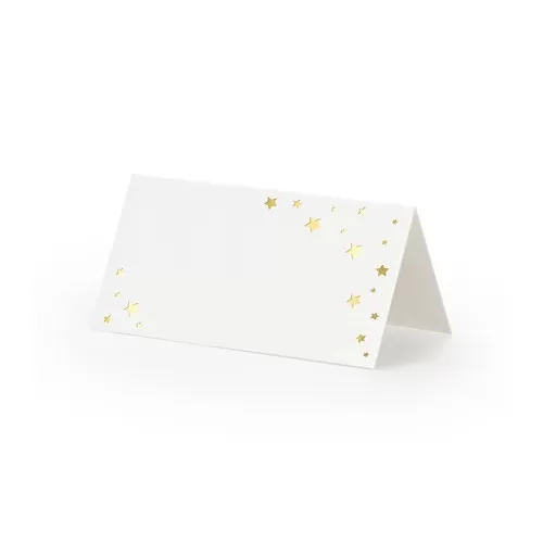 Place cards Λευκά με χρυσά αστεράκια - 10 τμχ.
