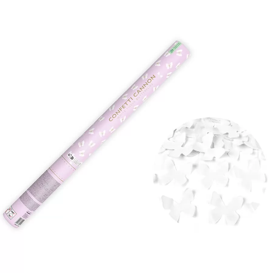 Κανονάκι με κονφετί πεταλούδες χάρτινες λευκές - 60εκ.
