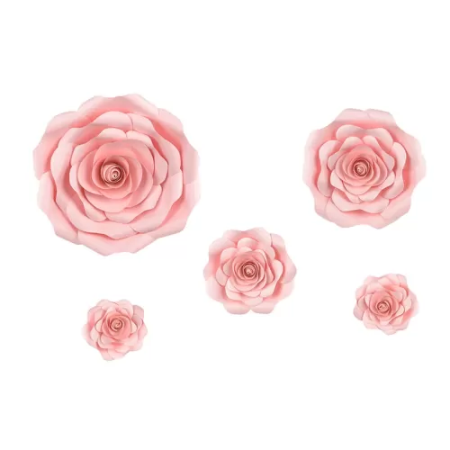 Λουλούδια χάρτινα διακοσμητικά ροζ - 5τμχ.