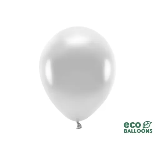 Μπαλόνια οικολογικά ασημί μεταλλικά 30εκ. - 10τμχ.