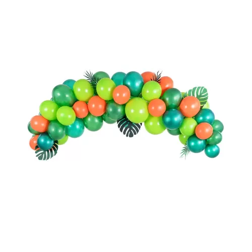 Σύνθεση από μπαλόνια λαχανί, πράσινα & πορτοκαλί - 60τμχ.