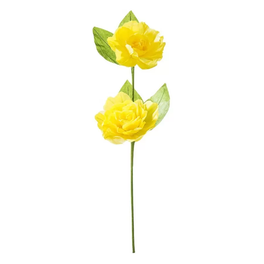 Λουλούδι χάρτινο κίτρινο διπλό 70εκ.