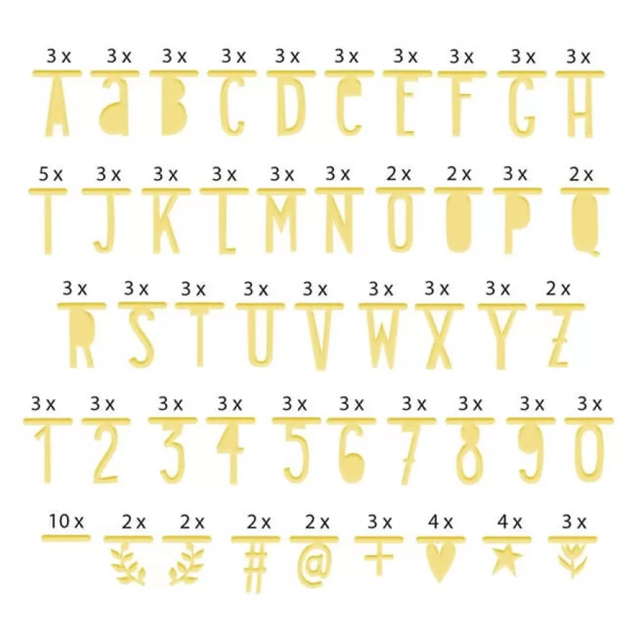 Γιρλάντα με χρυσά γράμματα, αριθμούς & σύμβολα - 147τμχ.