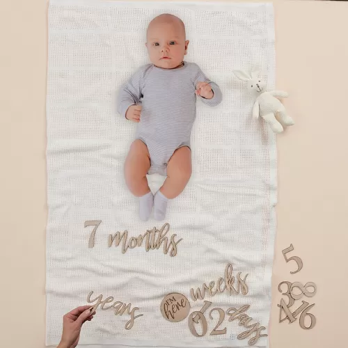 Ξύλινες επιγραφές Baby Milestone για τη φωτογράφιση του μωρού