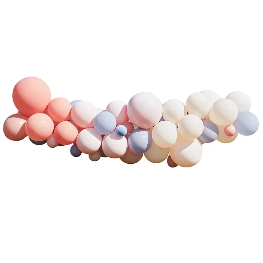 Σύνθεση από μπαλόνια σομόν/ροζ/σιέλ - 60τμχ.