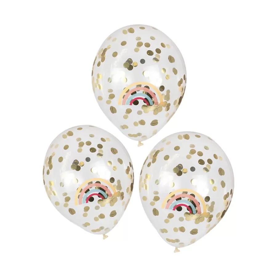 Μπαλόνια διάφανα με ουράνιο τόξο & χρυσό κονφετί - 5τμχ. Μπαλόνια διάφανα με ουράνιο τόξο & χρυσό κονφετί - 5τμχ.