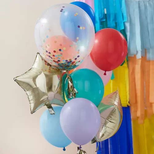 Σετ μπαλόνια πολύχρωμα latex & foil - 11τμχ.