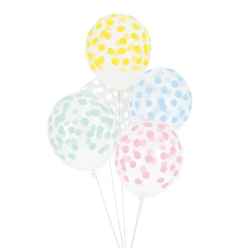Μπαλόνια διάφανα πουά παστέλ - 5τμχ.