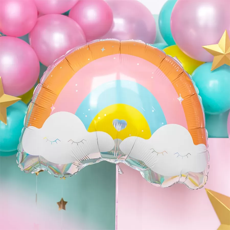 Μπαλόνι Ουράνιο τόξο με συννεφάκια 55x40εκ.
