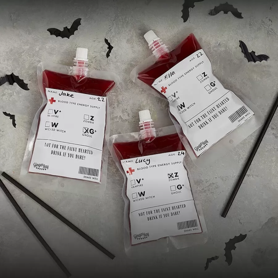 Ασκός αίματος Halloween για αναψυκτικό - 5τμχ.