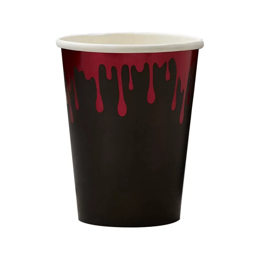 Χάρτινα ποτήρια μαύρα με τύπωμα αίμα - 8τμχ.