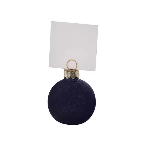 Place cards Μπάλα χριστουγεννιάτικη μπλε σκούρο με λευκό καρτελάκι - 6τμχ.