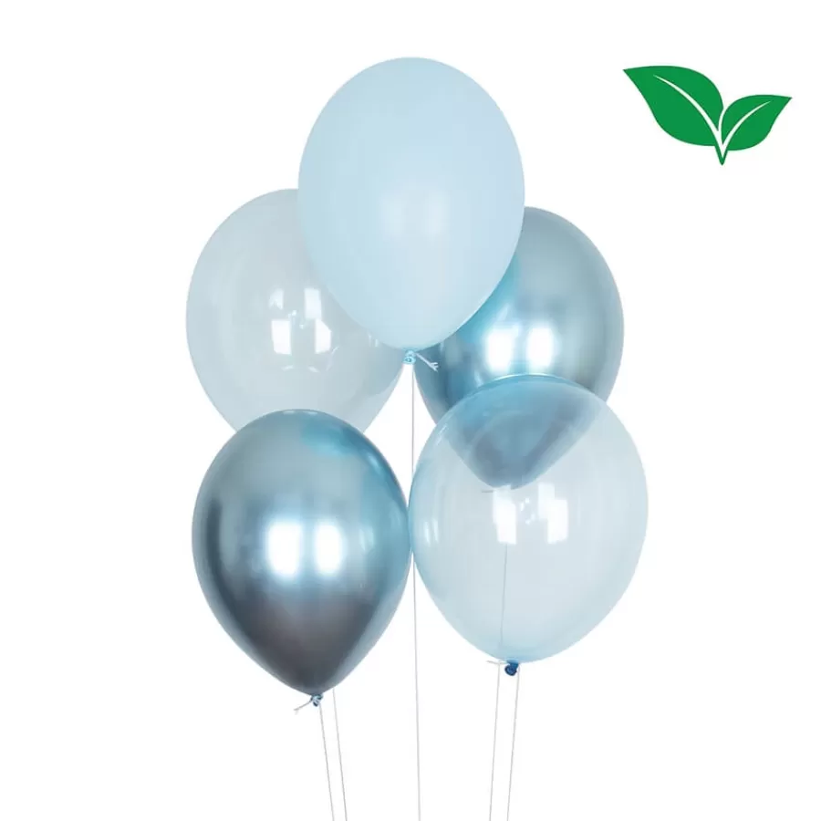 Μπαλόνια μπλε & σιέλ chrome/παστέλ/διάφανα - 10τμχ.