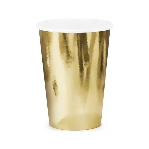 Χάρτινα ποτήρια χρυσά foil - 6τμχ.
