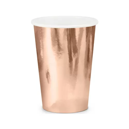 Χάρτινα ποτήρια rose gold foil - 6τμχ.