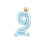 Μπαλόνι με βάση - Αριθμός 9 σιέλ με κορώνα