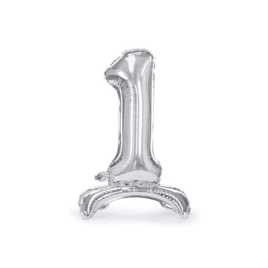 Μπαλόνι με βάση - Αριθμός 1 ασημί