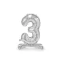 Μπαλόνι με βάση - Αριθμός 3 ασημί