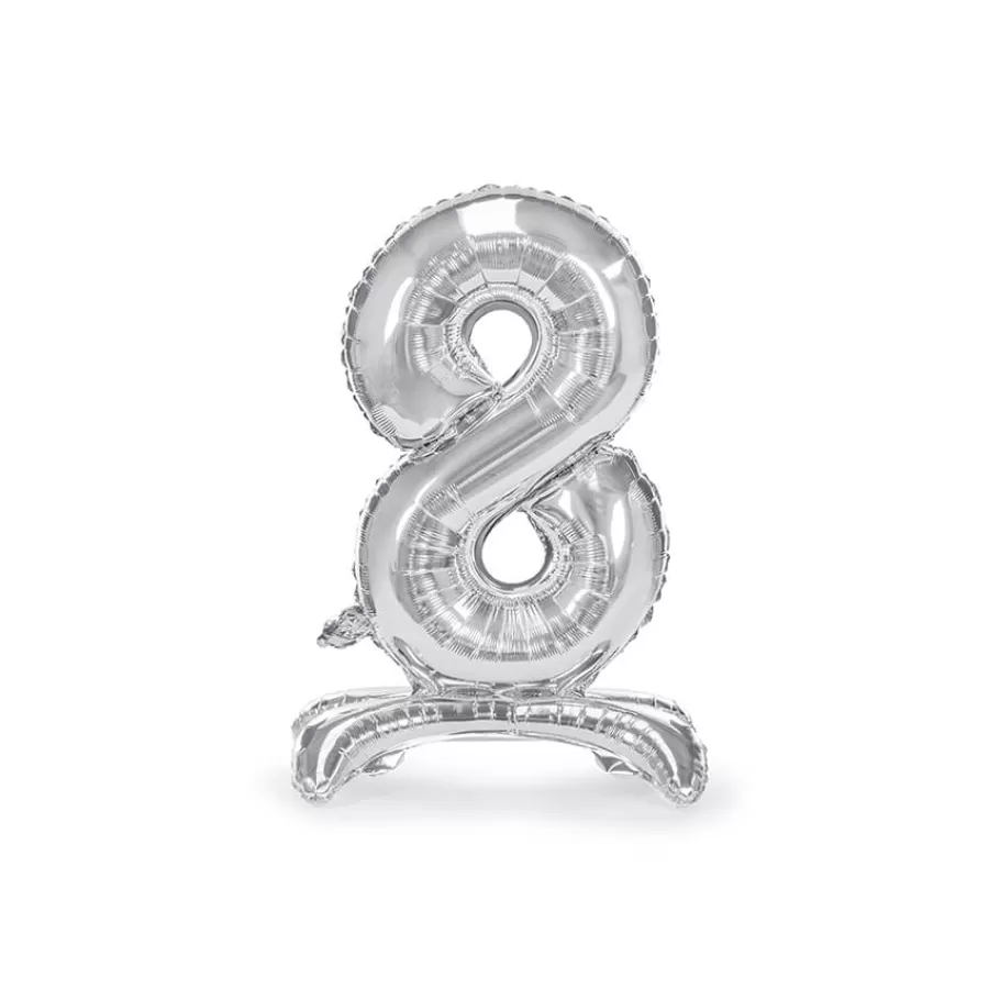 Μπαλόνι με βάση - Αριθμός 8 ασημί