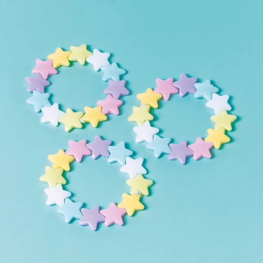 Βραχιόλια Αστεράκια πολύχρωμα παστέλ - 12τμχ.