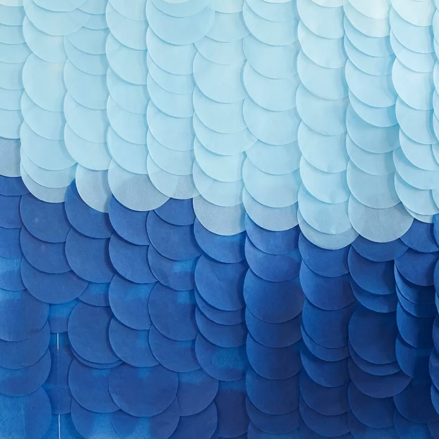 Backdrop από χάρτινους κύκλους σιέλ/μπλε ombre