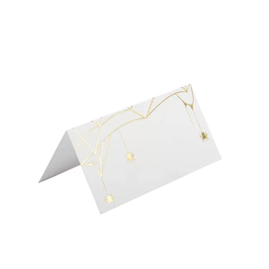 Place cards ιστός αράχνης χρυσά/λευκά - 8τμχ.