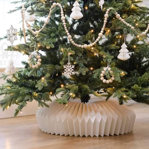 Ποδιά χάρτινη honeycomb λευκή για Χριστουγεννιάτικο δέντρο