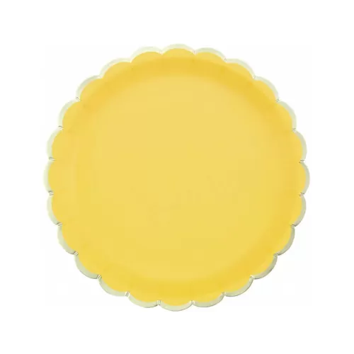 Χάρτινα πιάτα κίτρινα με χρυσή μπορντούρα - 8τμχ.
