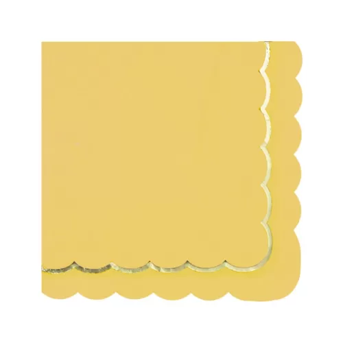 Χαρτοπετσέτες κίτρινες με χρυσή λεπτομέρεια - 16τμχ.
