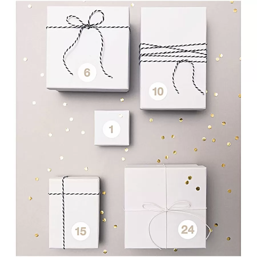 Αυτοκόλλητα για Advent Calendar λευκά με χρυσούς αριθμούς