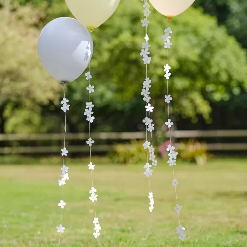 Ουρές μπαλονιών Λουλουδάκια λευκά - 5τμχ.