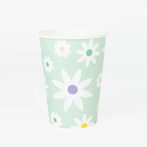 Χάρτινα ποτήρια βεραμάν με Μαργαρίτες - 8τμχ.