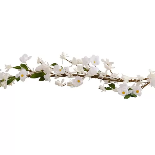 Γιρλάντα τεχνητή με λευκά λουλουδάκια